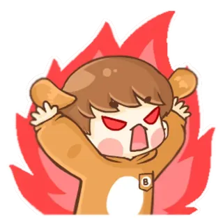 😡 d5143ec6 en colère, flammes, dessin animé, garçon, agacé, contrarié telegram sticker