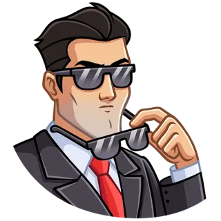😼 84c7c25f 남자, 선글라스, 정장, 넥타이, 만화, 자신감 telegram sticker