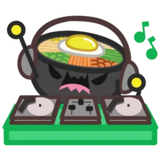 🎼 05d02d01 DJ, 食物, 锅, 蛋, 音乐, 卡通 whatsapp sticker