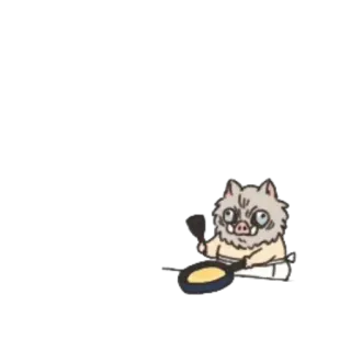 🥞 012a7184 Inosuke Hashibira Demon Slayer Inosuke, Hashibira, Demon Slayer, anime, cooking, pancake whatsapp sticker
