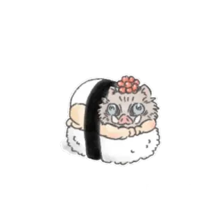🍣 1a86d772 Inosuke Hashibira Demon Slayer anime, character, sushi, cute, kawaii, food, inosuke whatsapp sticker