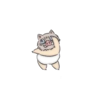 🙂 1c999987 Inosuke Hashibira Demon Slayer Demon Slayer, anime, Inosuke Hashibira, chibi, cute, sticker whatsapp sticker