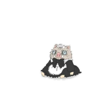 👗 471aeed5 Inosuke Hashibira Demon Slayer Inosuke, Demon Slayer, anime, chibi, character, maid outfit whatsapp sticker