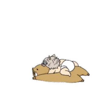 😐 859927c0 Inosuke Hashibira Demon Slayer anime, character, boar, sleepy, cute, demon slayer whatsapp sticker