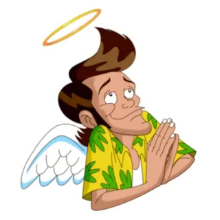 👼 f47c549c Ace Ventura malaikat, halo, berdoa, kartun, karakter telegram sticker