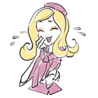 😂 1d0e7fdf desenho animado, mulher, rindo, loira, rosa telegram sticker