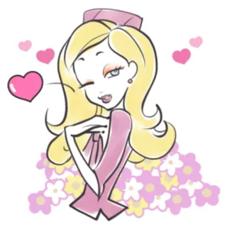 😘 79655c69 mulher, flores, loira, desenho animado, fofo, corações, sedutora, rosa telegram sticker