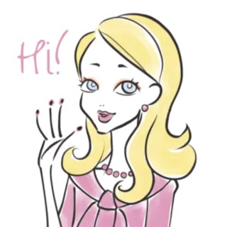 👋 f9da5183 Hi! mulher, saudação, loira, moda, desenho animado, onda telegram sticker