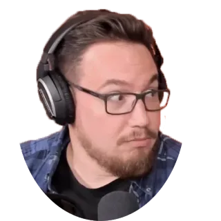 😯 9b5d324f ผู้ชาย, ภาพเหมือน, หูฟัง, แว่นตา, คน, ไมโครโฟน telegram sticker