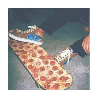🍕 94b1c9b0 skateboard, pizza, shoes, food, sneakers, tie-dye telegram sticker