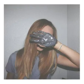 🌌 de655e1a woman, hand, obscured face, blonde hair, portrait telegram sticker