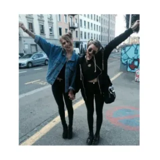 🕶 f5593b88 friends, women, street, urban, city, casual, outdoors telegram sticker