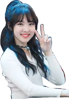 ✌ 31b88060 여자, 웃는, 평화표시, K팝 telegram sticker