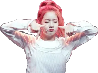 ☹ 492b4077 여자, 한국인, 분홍머리, 귀여운, 사람, 얼굴, 포즈 telegram sticker