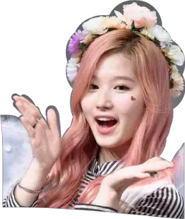 🤗 4ca79c10 여자, 소녀, 꽃관, 분홍머리, 웃는, 쾌활한 telegram sticker