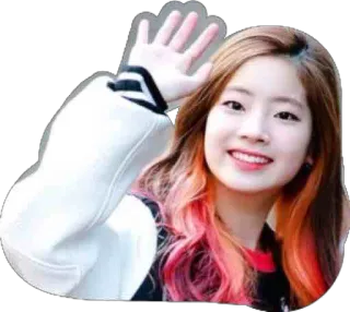 🙋 fd2113da 여자, 손 흔들기, 미소, K팝, 아시아인, 머리카락 telegram sticker