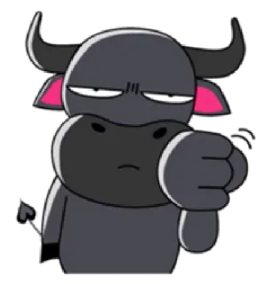 👎 02631be9 bue, toro, cartone animato, arrabbiato, non mi piace, pollice verso telegram sticker