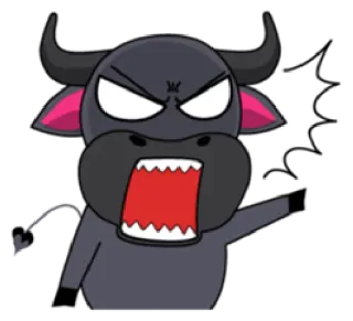 😡 23de6ff6 toro, arrabbiato, cartone animato, animale, espressione telegram sticker