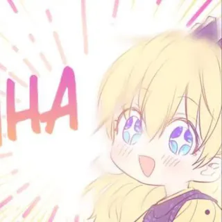 🍼 19d25131 HAHA garota anime, fofa, loira, chibi, haha, lol whatsapp sticker