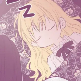 🍼 ceee4fe7 dormindo, desenho animado, menina, fofa, cabelo loiro, anime whatsapp sticker