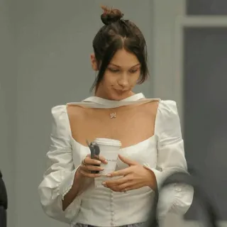 ☁️ 0c9cad6a Bella Hadid model, celebrity, fashion, style, coffee, woman telegram sticker