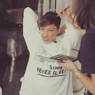 🎠 3c2a62e7 SINNERS NEVER SLEEP humor, sinner, sleep, makeup, woman telegram sticker