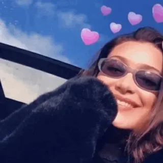 💒 62cb0b20 woman, sunglasses, hearts, smile, sky telegram sticker