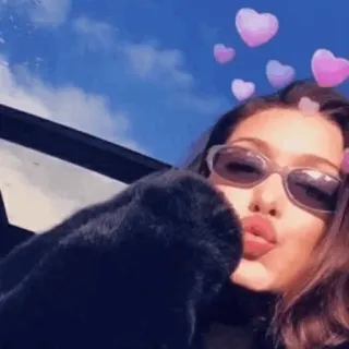 💒 ab9a5b8e woman, hearts, sunglasses, blowing kiss, portrait, sky, car telegram sticker