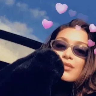 💒 e2fa3ba1 woman, sunglasses, hearts, sky, portrait telegram sticker