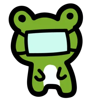 😷 26e7b0ae 青蛙, 面具, 卡通, 可爱, 动物, 绿色 whatsapp sticker