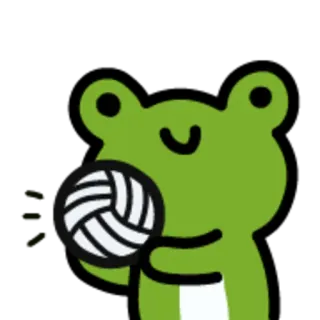 🏐 27bbc8b9 青蛙, 动物, 卡通, 排球, 运动, 可爱 whatsapp sticker
