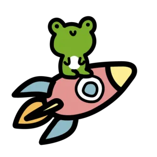 🚀 6576ece4 青蛙, 火箭, 卡通, 动物, 太空, 异想天开 whatsapp sticker