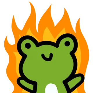 🔥 66ae68f4 青蛙, 火, 卡通, 可爱, 贴纸 whatsapp sticker