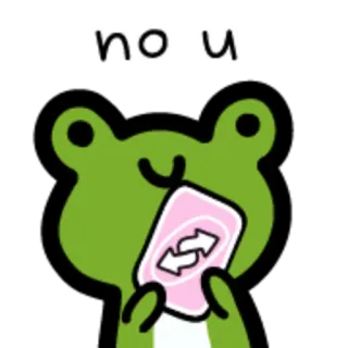 🔄 6df6c869 no u 青蛙, 卡通, 表情包, 反转卡, UNO反转卡 whatsapp sticker