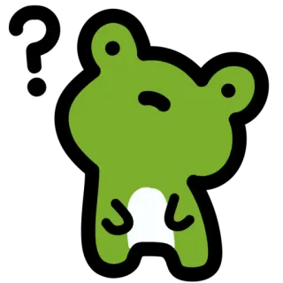 ❓ bd58b281 青蛙, 问号, 卡通, 绿色, 可爱, 动物 whatsapp sticker