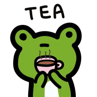 🍵 d6d89333 TEA 青蛙, 茶, 喝, 可爱, 动物, 饮料 whatsapp sticker