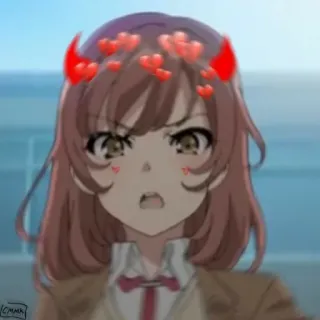 😑 0d0d5396 アニメ, 女の子, 漫画, 悪魔の角, ハート, かわいい telegram sticker