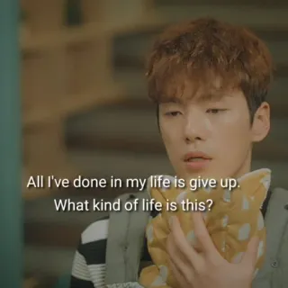 ✨ e3d6e67b All I've done in my life is give up.
What kind of life is this? triste, frustrado, decepcionado, emoções, citação telegram sticker