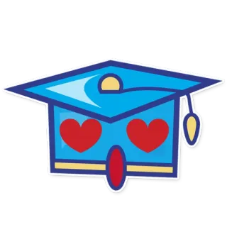😍 90fbbc16 graduation, chapeau, coeurs, amour, dessin animé telegram sticker