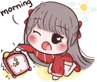 😮 15a149c3 Morning Guten Morgen, Cartoon, Kawaii, Aufwachen, Wecker telegram sticker
