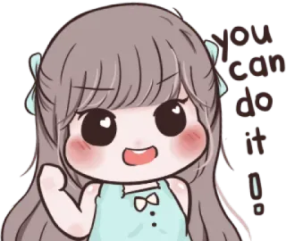 ❗️ 21b5aff1 You can do it! Ermutigung, positiv, Motivation, Cartoon, Mädchen, süß, Unterstützung, aufmuntern telegram sticker