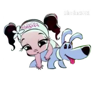 😯 f2bda483 chiccita 만화, 개, 소녀, 귀여운, 아이, 애완 동물 telegram sticker