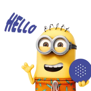 👋 59b07309 Minion Despicable Me HELLO Minion, Xin chào, Phim hoạt hình, Lời chào, Màu vàng, Kẻ trộm mặt trăng, Hoạt hình telegram sticker