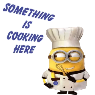 🔥 65f50794 Minion SOMETHING
IS
COOKING
HERE Minion, Nấu ăn, Đầu bếp, Phim hoạt hình, Thức ăn, Nhà bếp, Vui nhộn telegram sticker