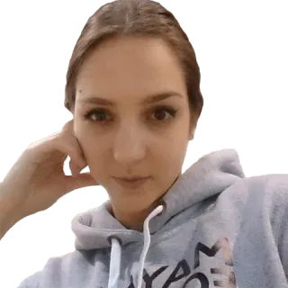 😐 32d102c7 Frau, Porträt, Selfie, Person, Hoodie telegram sticker