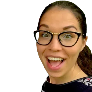 😀 a3fc9a7d Frau, Person, Porträt, lächelnd, Brille, glücklich telegram sticker