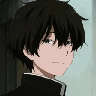 🪐 e4dff4fa Anime, Junge, schwarze Haare, Porträt, lächelnd whatsapp sticker