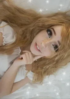 😄 010434a9 Belle Delphine model, internet personality, blonde, freckles, smile telegram sticker