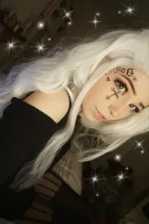 😢 098e36f0 woman, girl, makeup, cross, tattoo telegram sticker