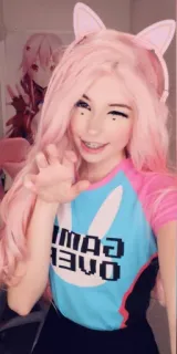 🐱 e5c8c125 GAME OVER gamer, girl, costume, pink, ears telegram sticker